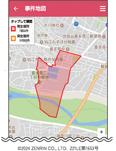 4 選択地域の事件情報が地図で確認できます。